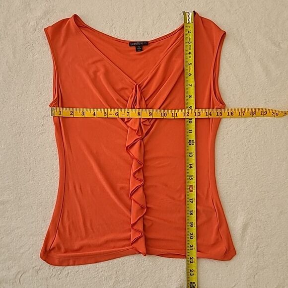 Lafayette 148 New York Silk Orange Salmon Ruched Sleeveless Tank Top Small Ruffl - Picture 2 of 7